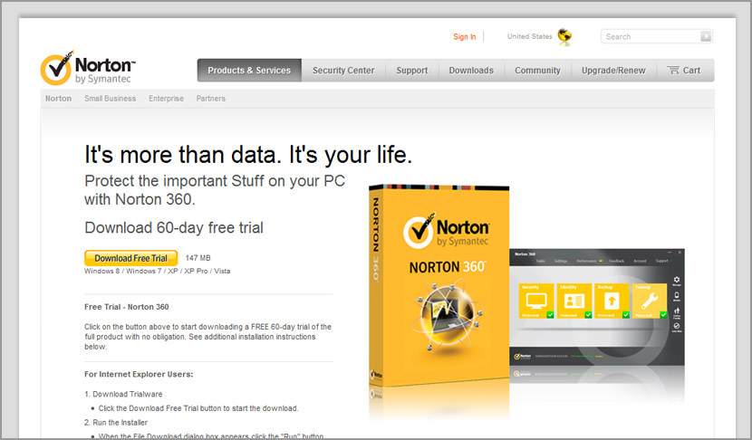 free antivirus norton 360 download