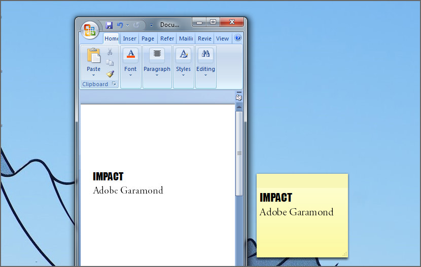 change font sticky notes