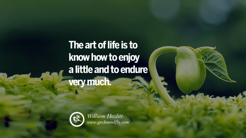 The art of life is to know how to enjoy a little and to endure very much. - William Hazlitt