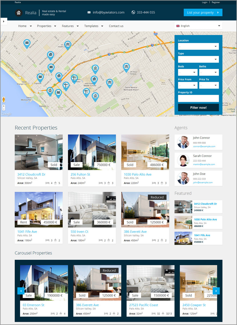 realia real estate rental wordpress