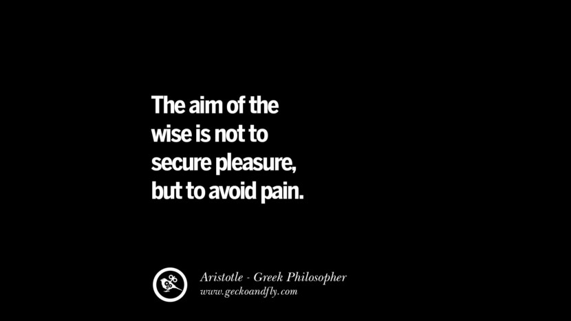 The aim of the wise is not to secure pleasure, but to avoid pain. Quote by Aristotle
