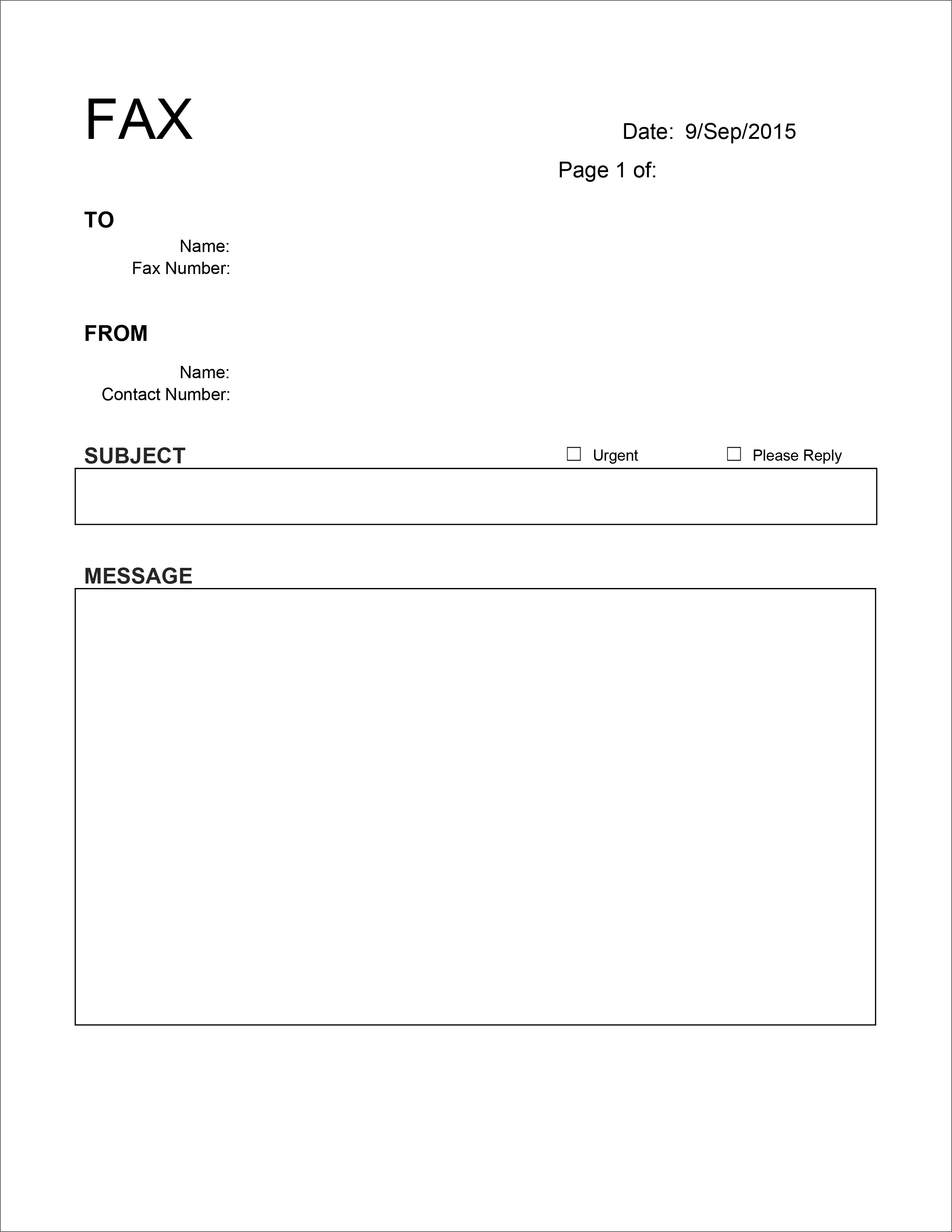 Blank Fax Cover Letter Template A Generic Fax Sheet Use For Sending 