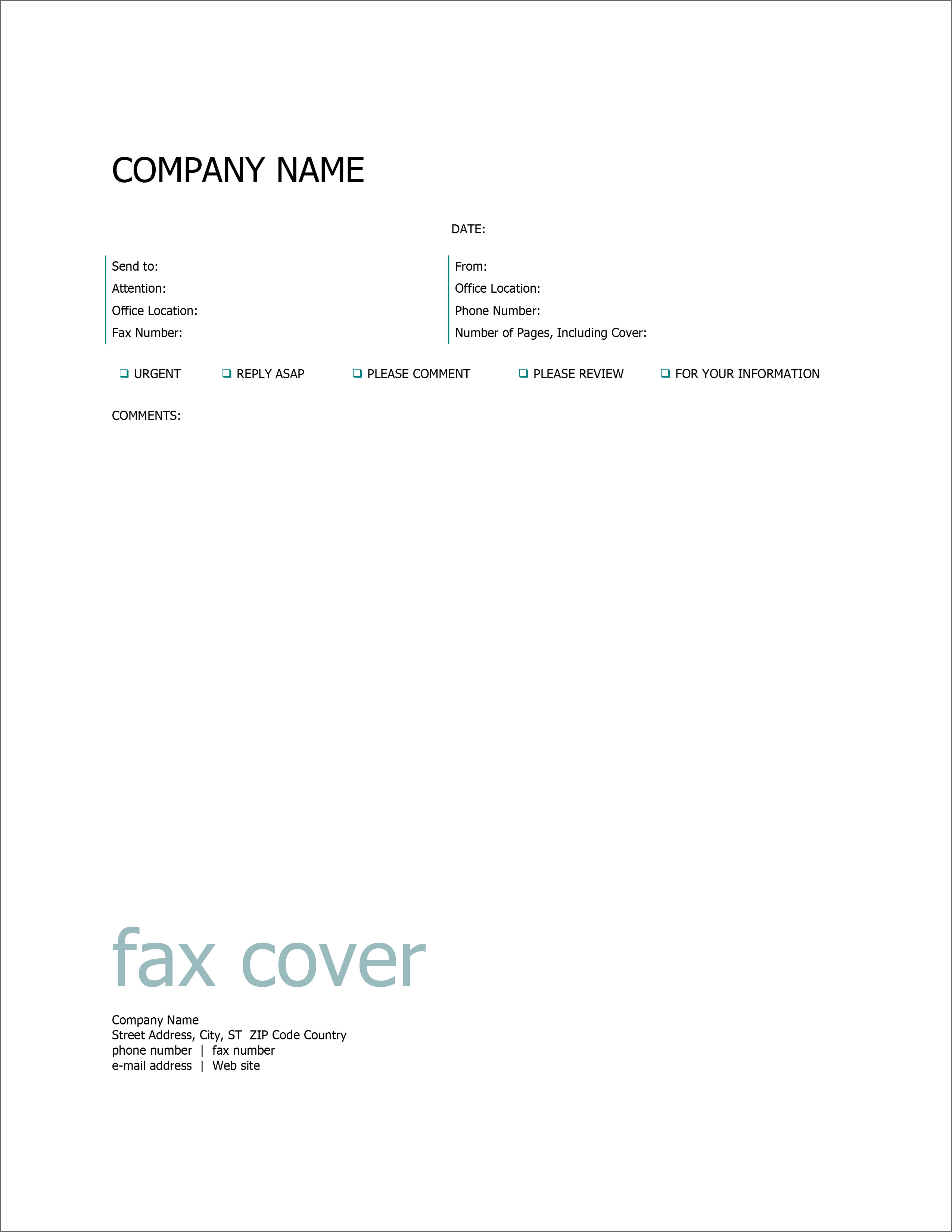 generic fax cover sheet for cleaning