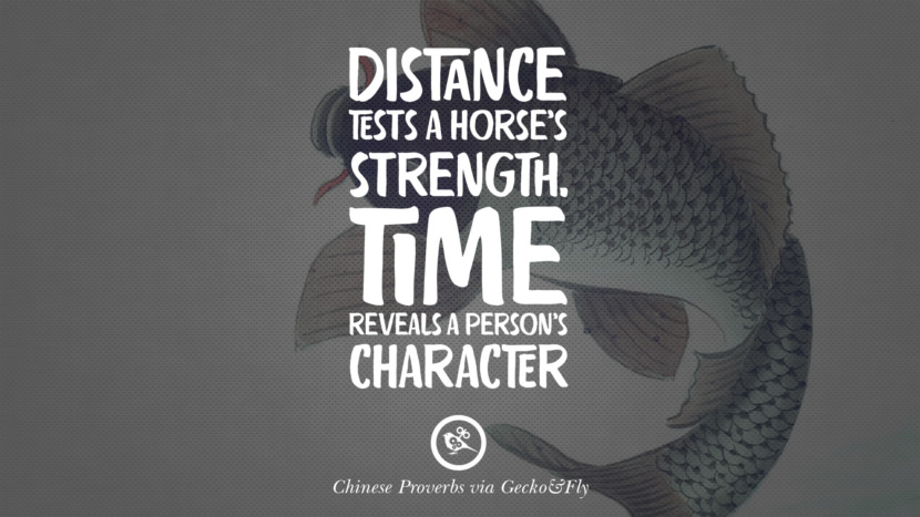 Distance tests a horse's strength. Time reveals a person's character.