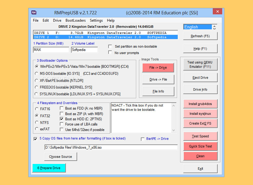 rmprepusb загрузочный бесплатный инструмент для создания загрузочных Windows 7 и 10 на USB-накопителе