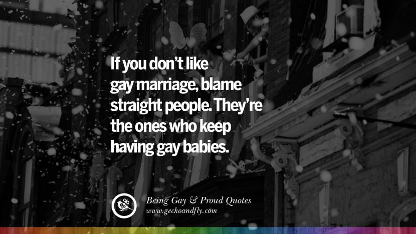 If you don't like gay marriage, blame straight people. They're the ones who keep having gay babies.