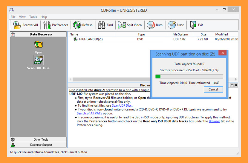 use cd roller to recover external drive deleted files