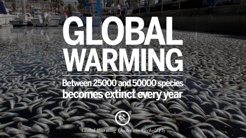 Global warming. Between 25000 and 50000 species becomes extinct every year.