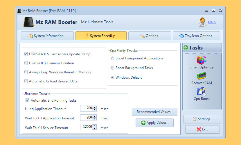 Mz ram booster как очистить оперативную память