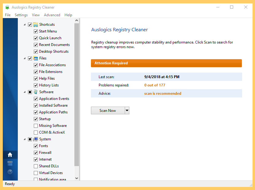 auslogics registry cleaner 9