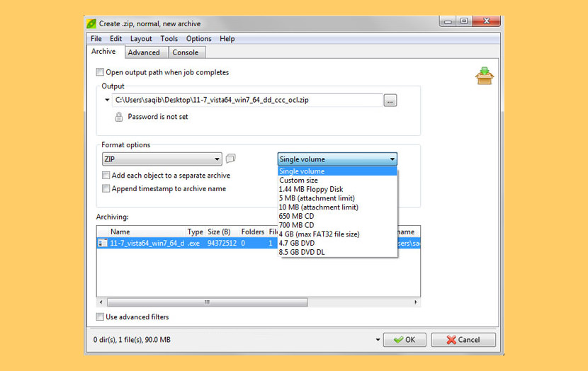 PeaZip File Splitting Function