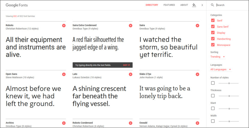 google fonts free to use
