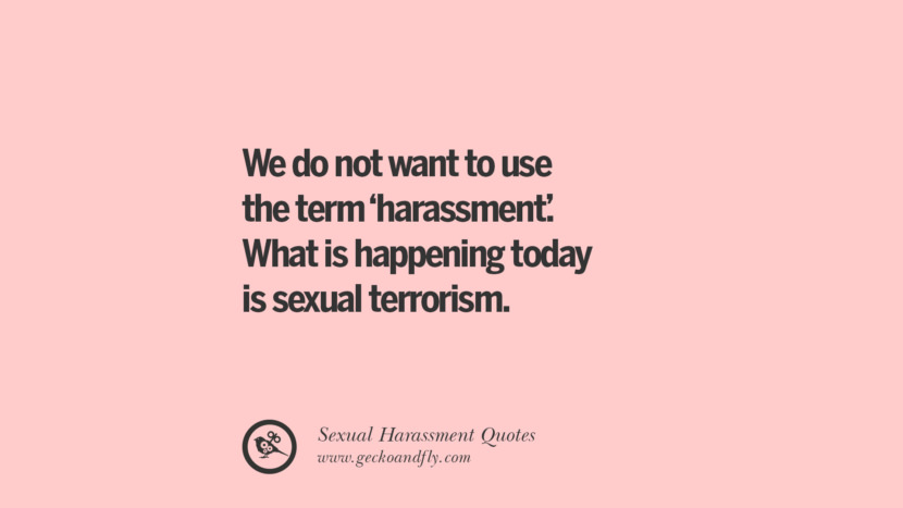 We do not want to use the term 'harassment.' What is happening today is sexual terrorism.