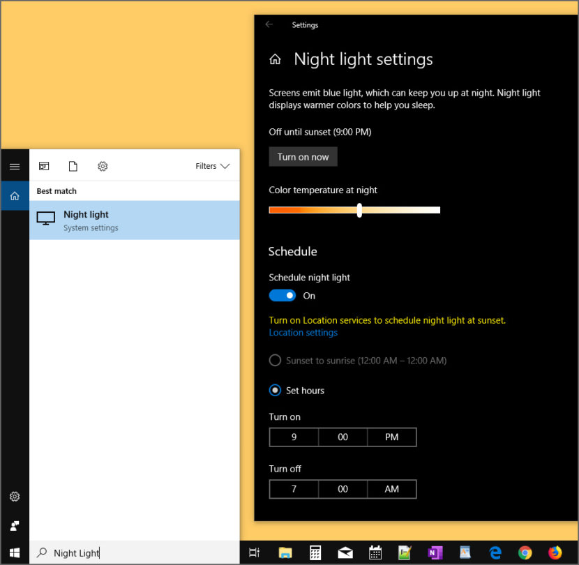 Windows 10 Night Light