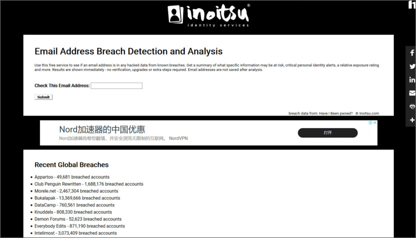 Inoitsu Email Address Breach Analysis