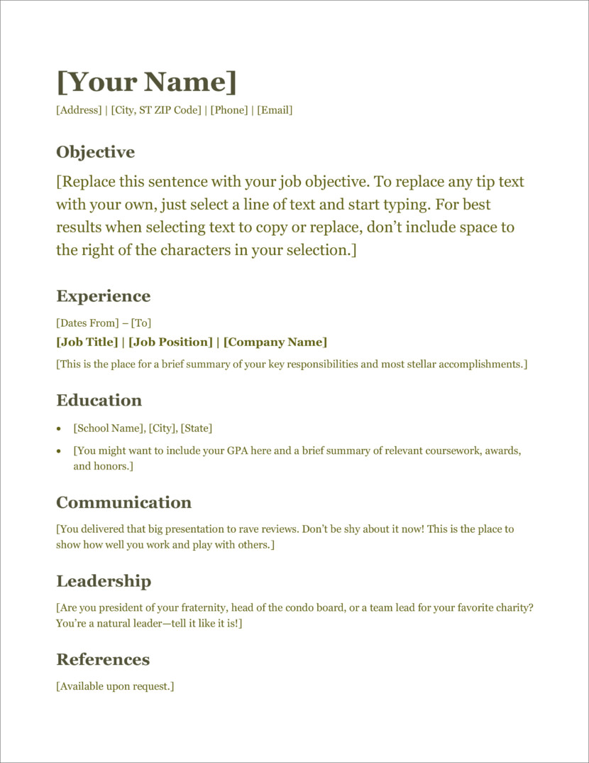 basic resume templates for free
