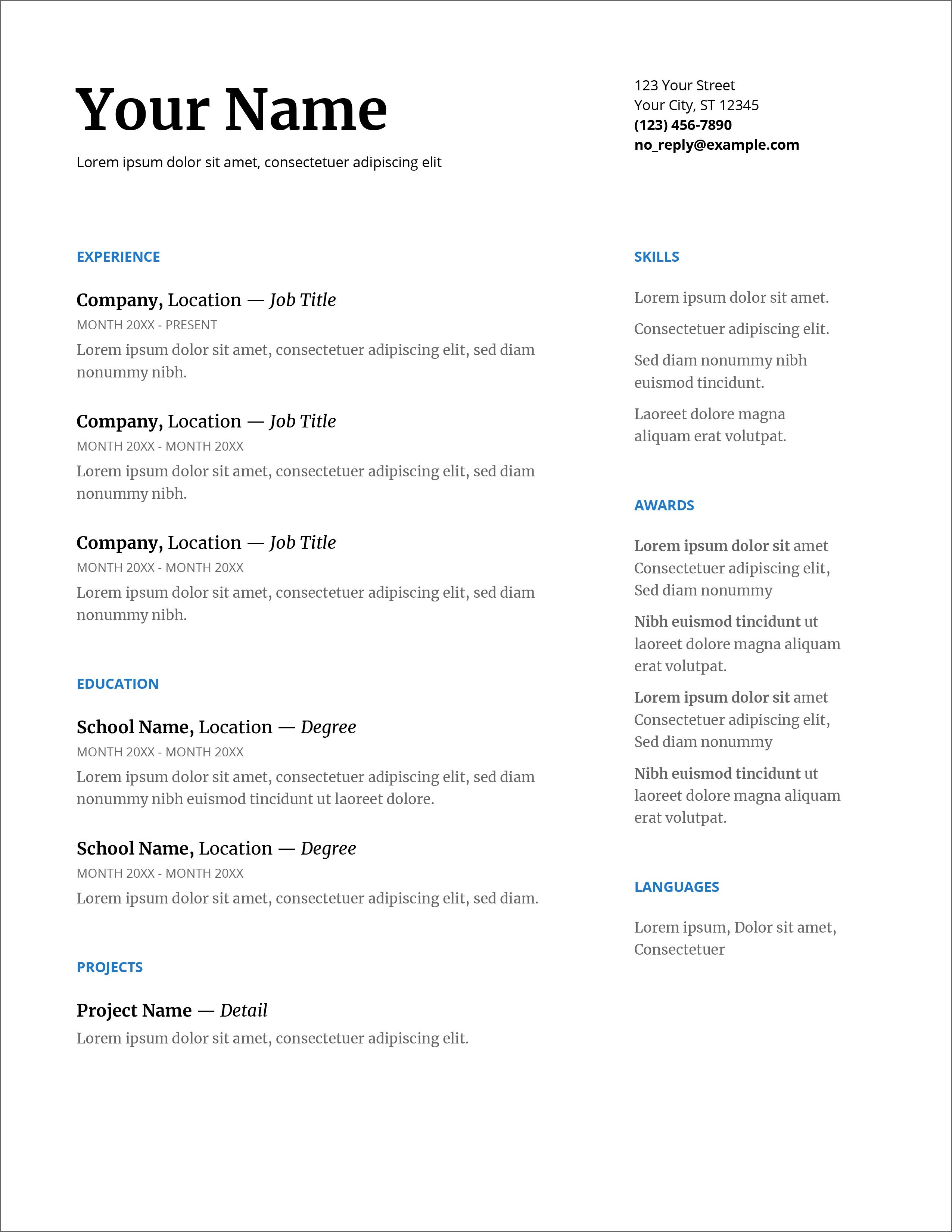 usa resume template free download