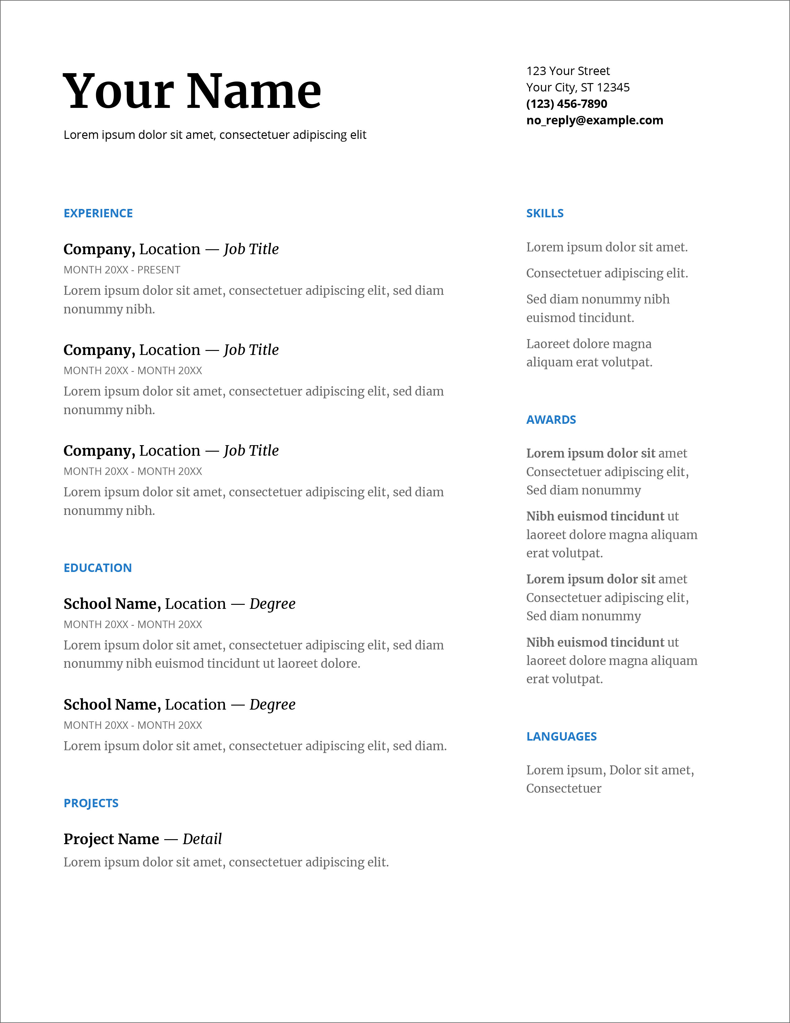 45 Free Modern Resume Cv Templates Minimalist Simple Clean Design