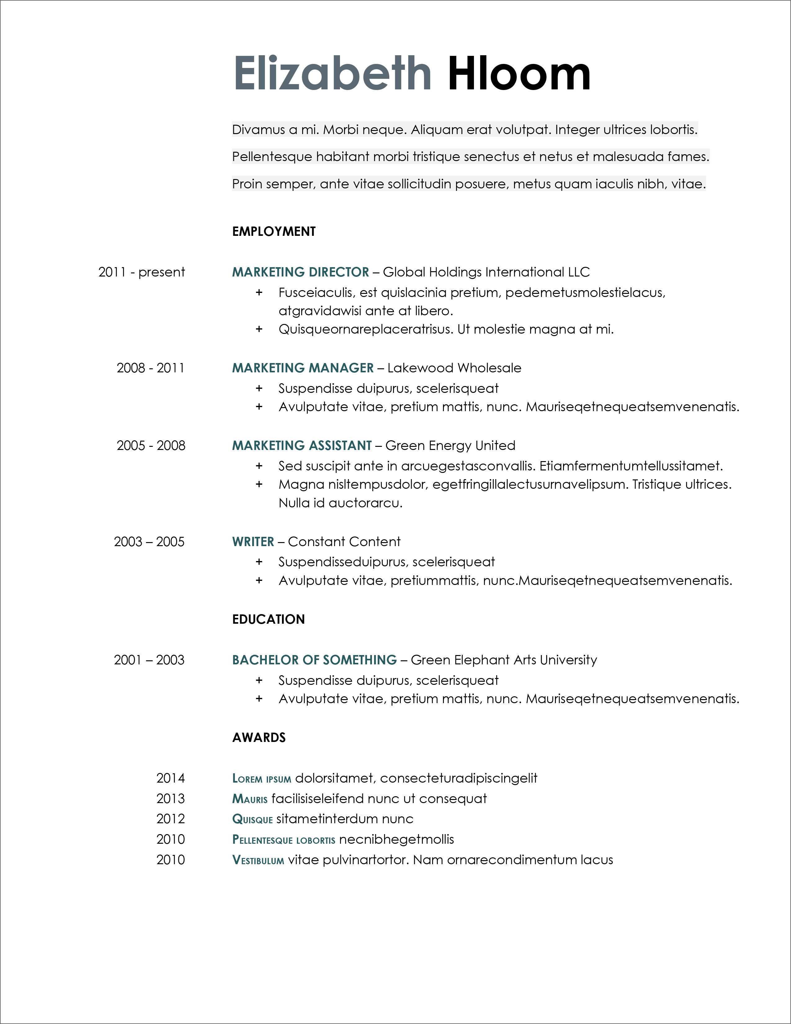 download resume templates for microsoft word 2003