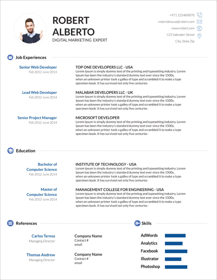 45 Free Modern Resume Cv Templates Minimalist Simple Clean Design