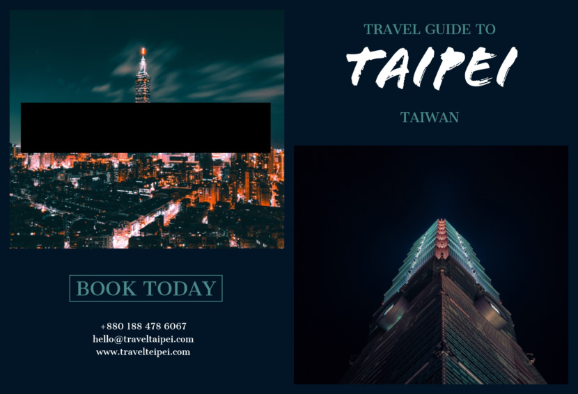 Screenshot of travel brochure template, Taiwan and Taipei design