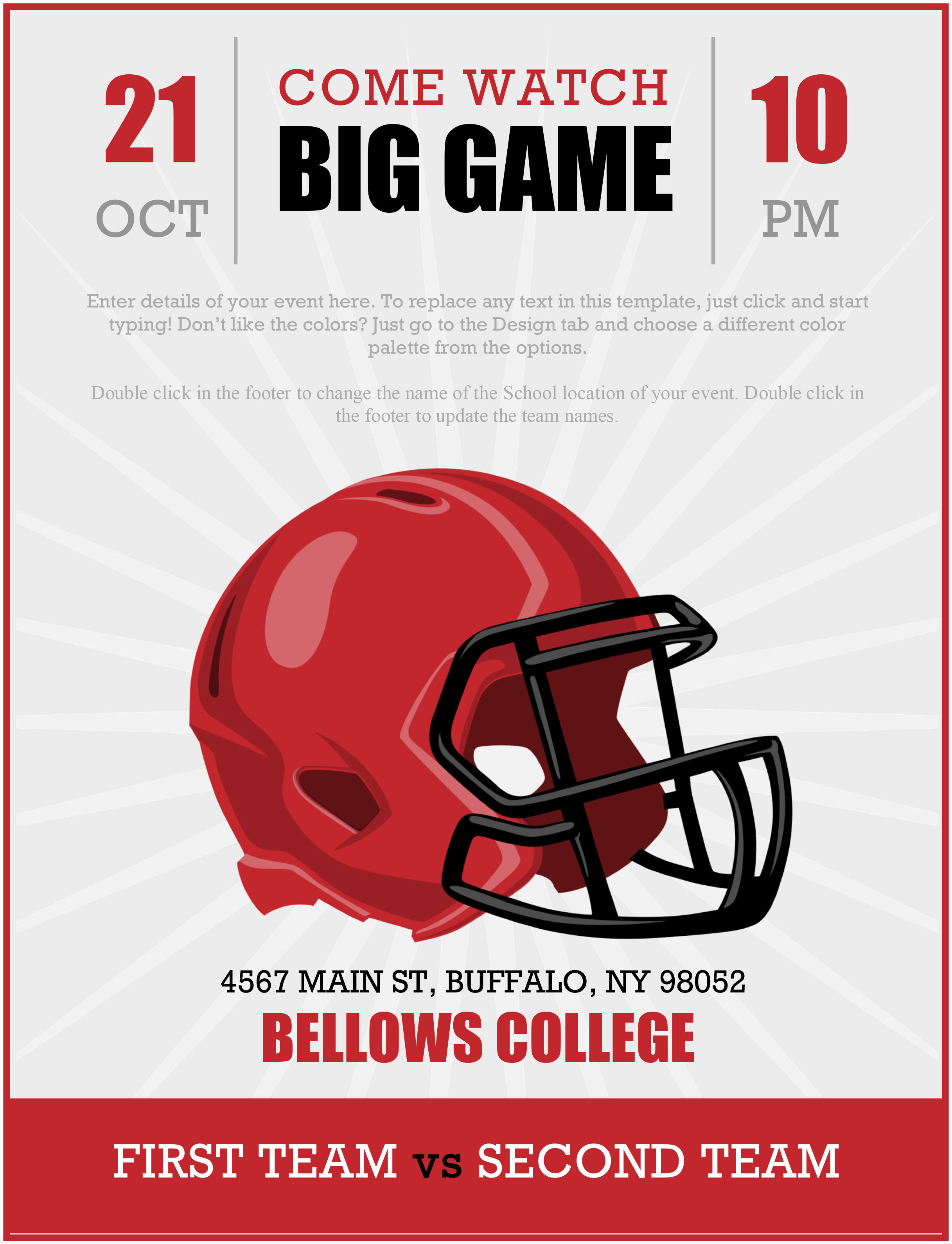 Free Red Football Flyer Template In Google Docs