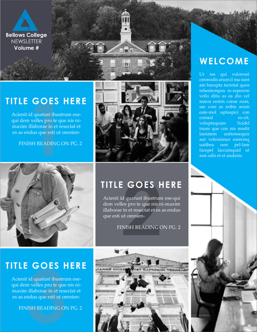 Screenshot of free printable newsletter template for school and communities