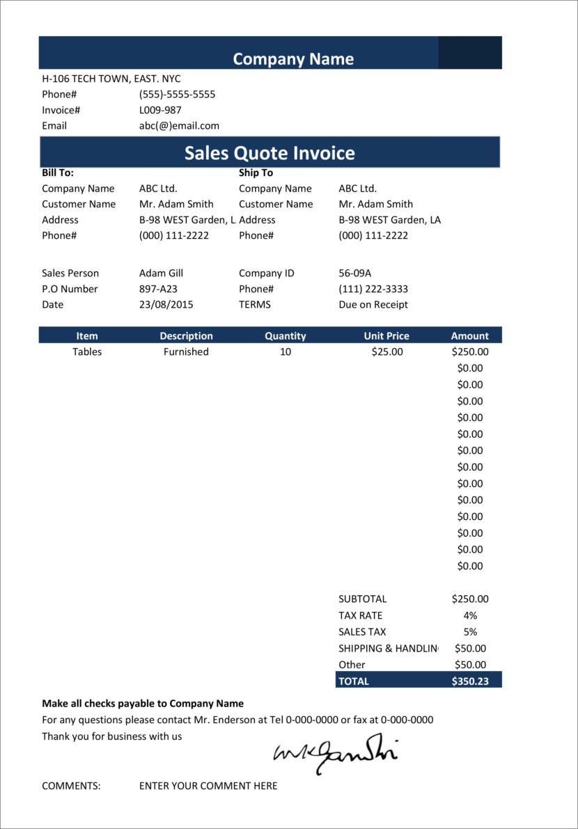 Microsoft Excel xlx xlsx Free Templates For Price Estimations, Service Bids, And Sales Quotations