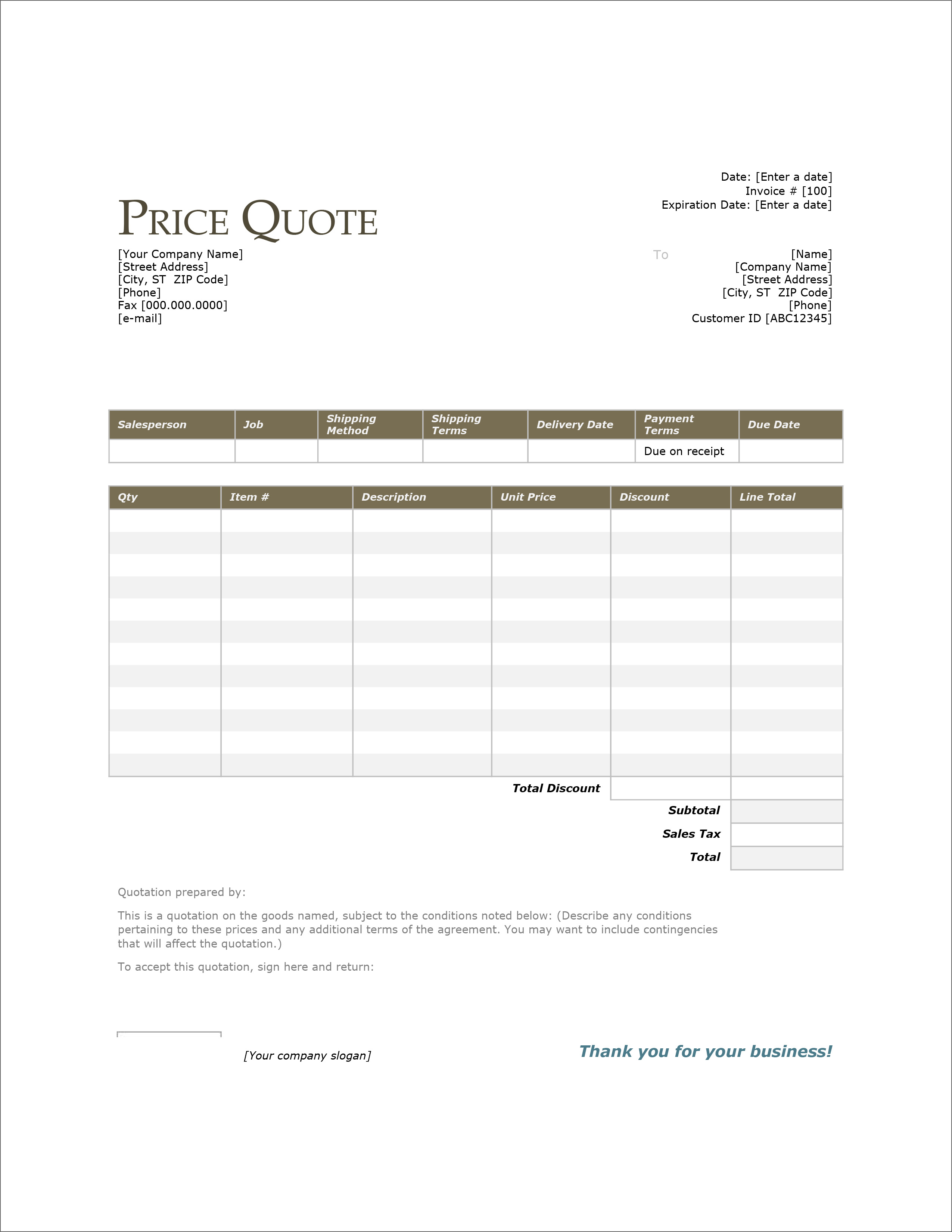 23 Free Templates For Price Estimations Service Bids And Sales Quotations