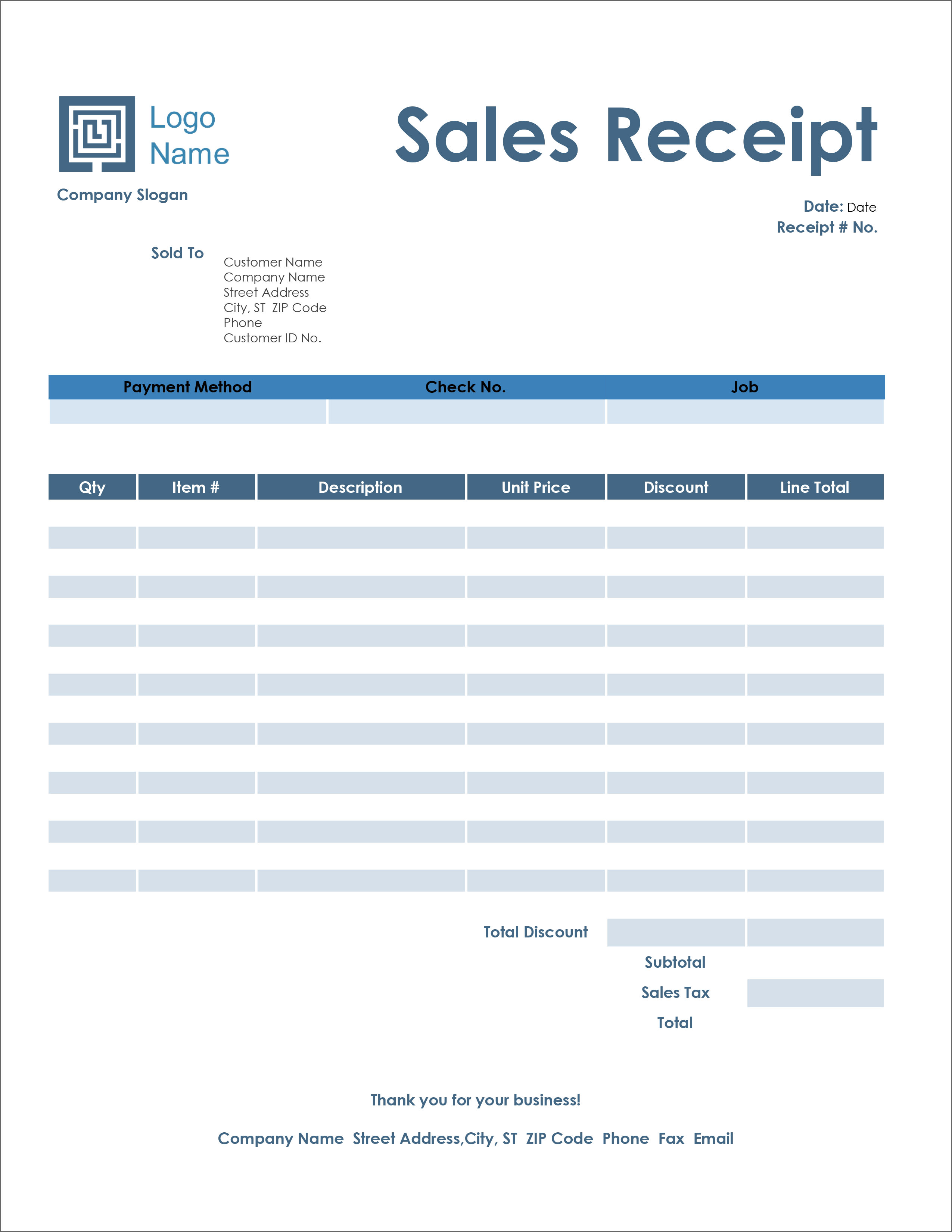 23 Free Receipt Templates - Download For Microsoft Word, Excel Intended For Itemized Invoice Template