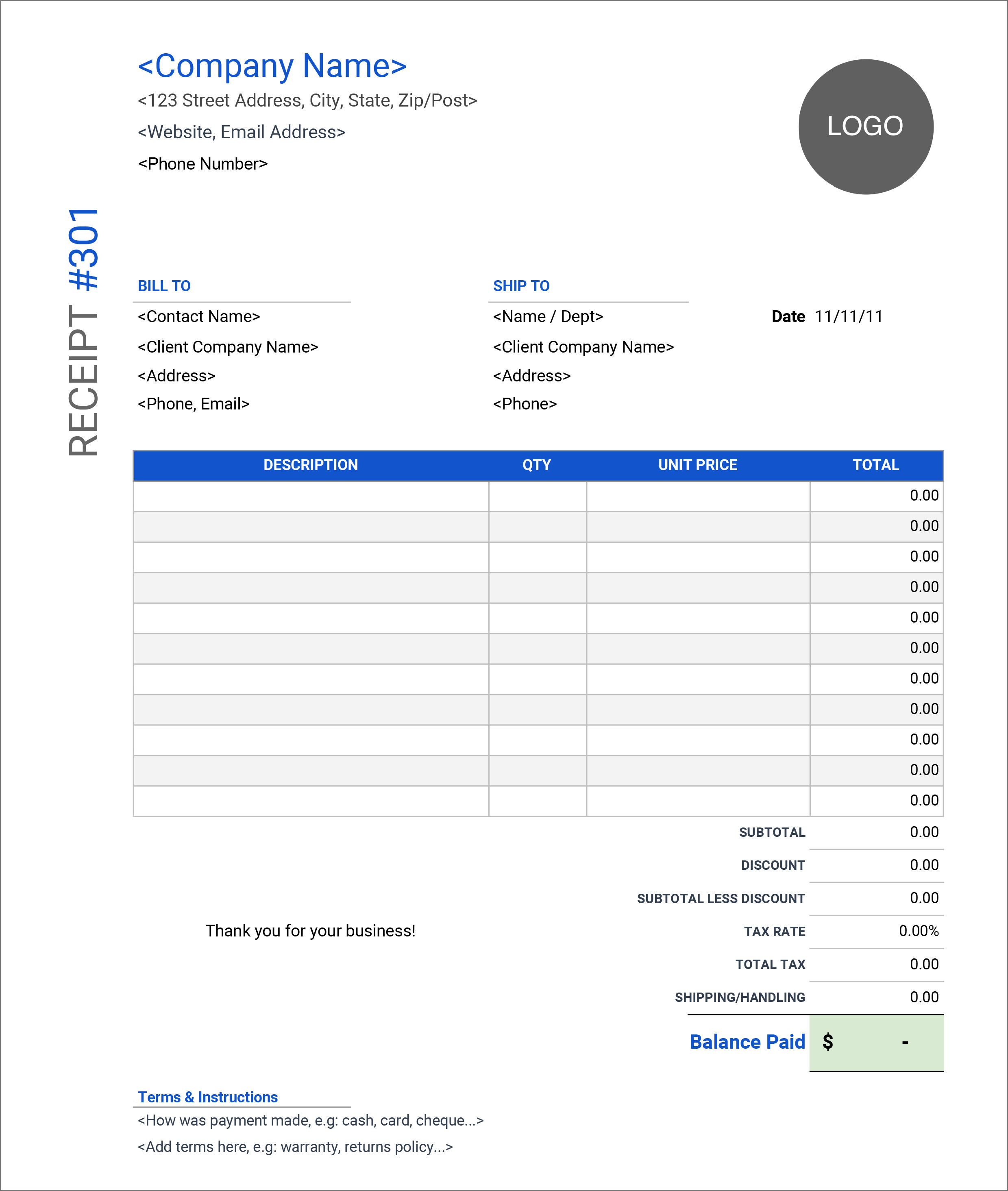 23 Free Receipt Templates - Download For Microsoft Word, Excel Intended For Free Invoice Template Word Mac