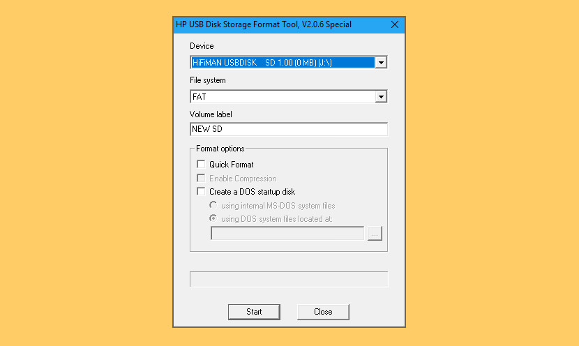 hewlett packard usb disk storage format tool