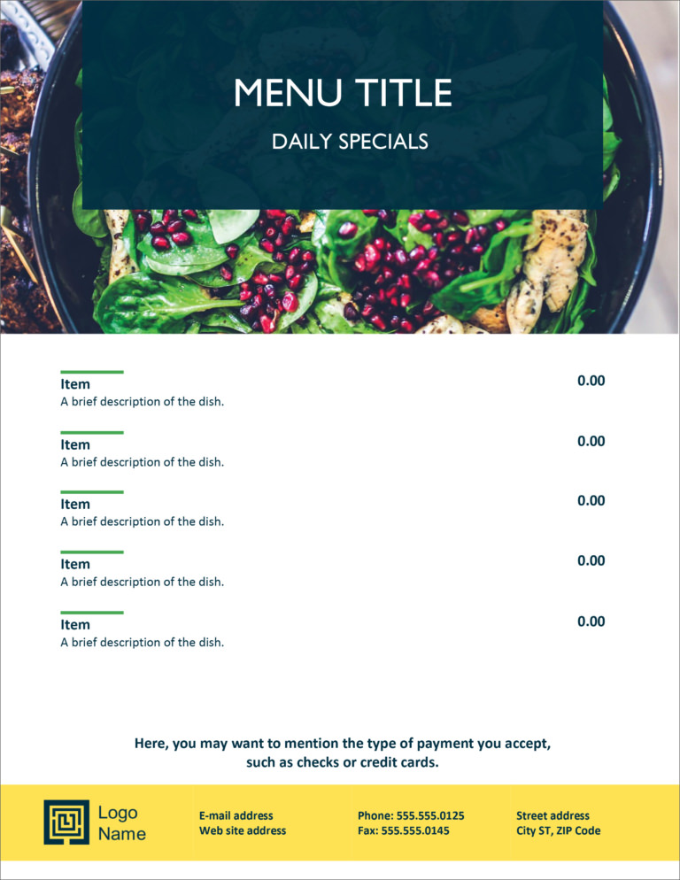 38 Free Simple Menu Templates For Restaurants, Cafes, And Parties