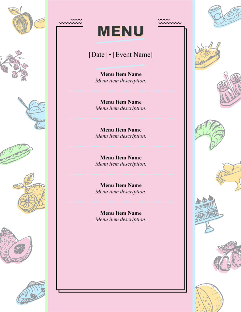 Free Menu Template Google Docs