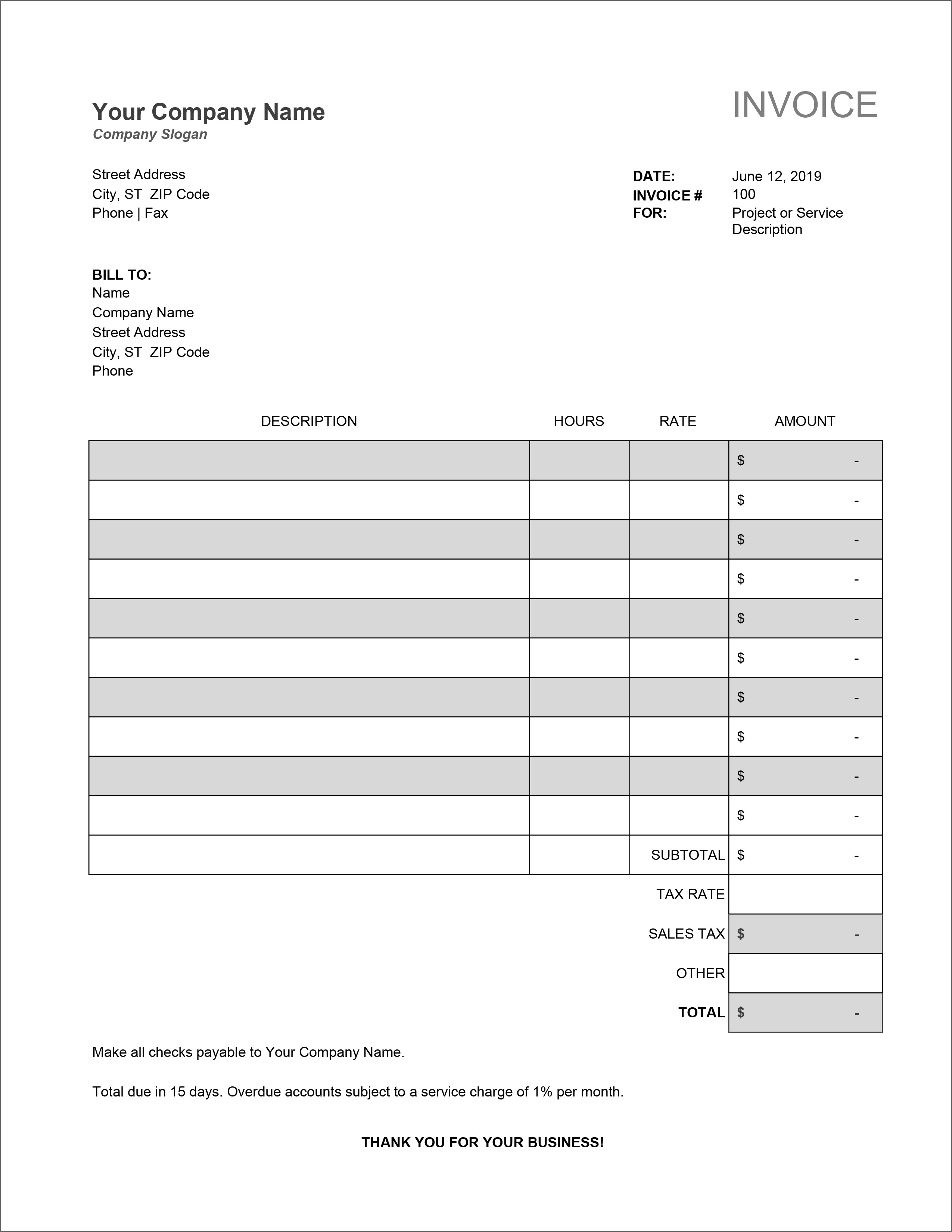 Microsoft Office Word Invoice Template