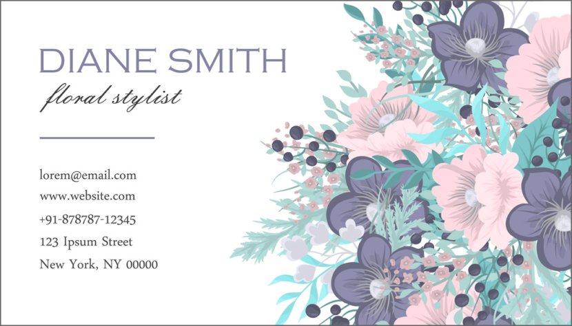 Screenshot of blank Flower Business Card Template