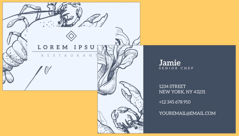 Screenshot of blank Restaurant Sketch Business Card Template