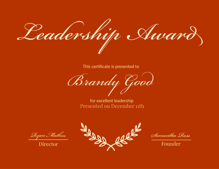 Screenshot of blank leadership certificate template