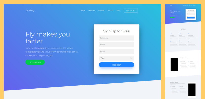 Landing is a free Bootstrap 4 website template suitable for any type of landing pages. It is a one-page template with features such as smooth scroll, slick slider, slant sections, table pricing, smooth accordion for frequently ask questions, and many more. Built with the latest technology such as HTML5, CSS3, jQuery, and Sass.