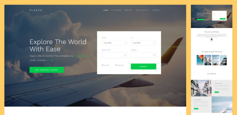 
Places is a free Bootstrap 4 template perfect for travel agencies but not limited to it you can actually customize the elements, colors, etc. to suit your needs.