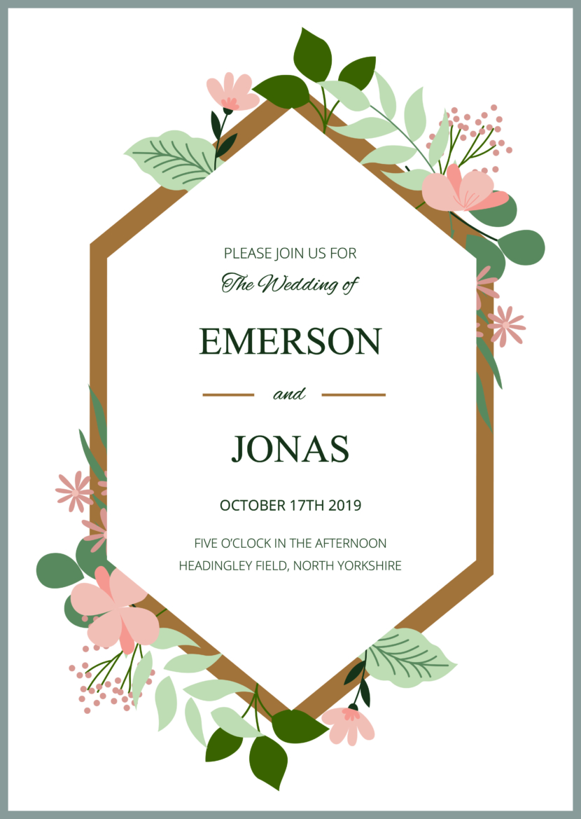 Modern Wedding Invitation Template Printable And Editable PSD