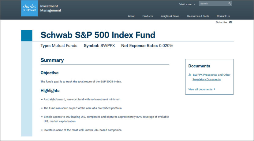 Schwab S&P 500 Index Fund