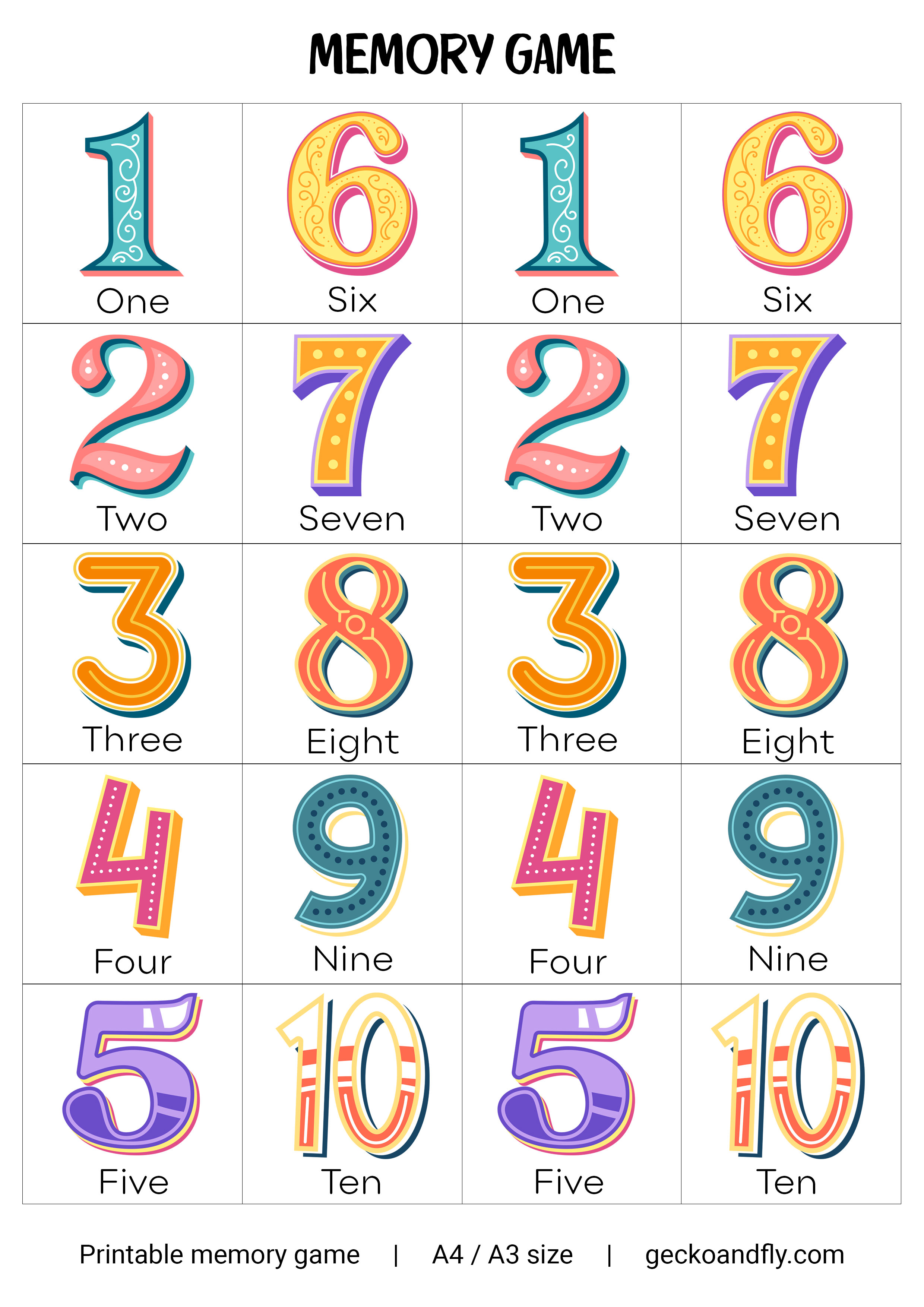 8 Free Printable Memory Game With Text
