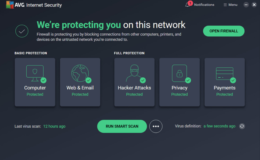 avg ultimate internet security interface screen shot