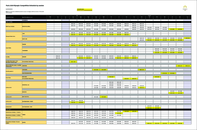 paris olympic-2024 schedule printable download