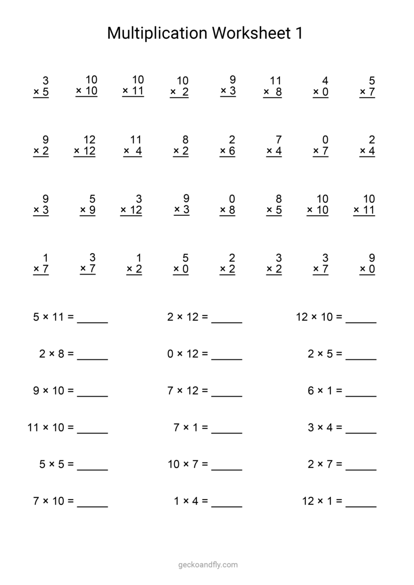 Printable Multiplication Worksheet