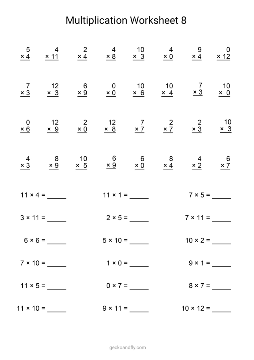 Printable Multiplication Worksheet