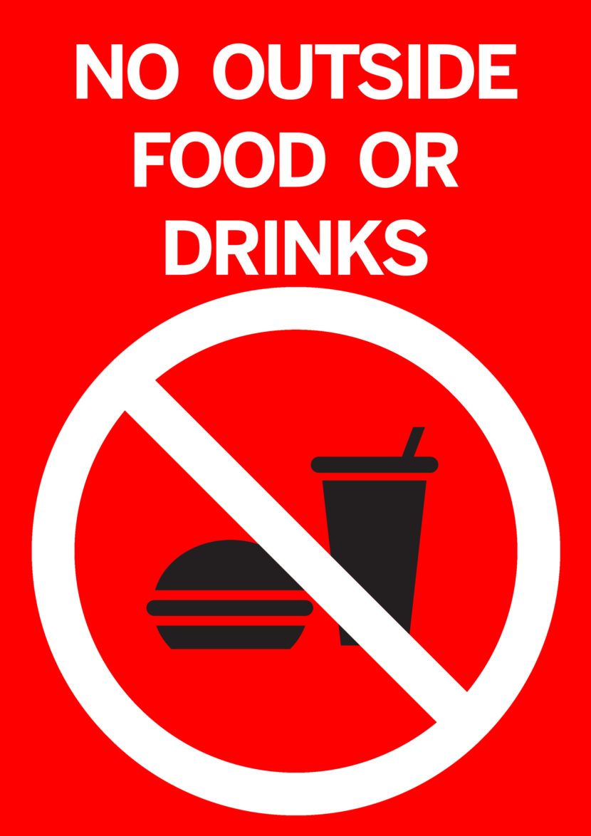 No Outside Food and Drinks Allowed Free Printable Signs