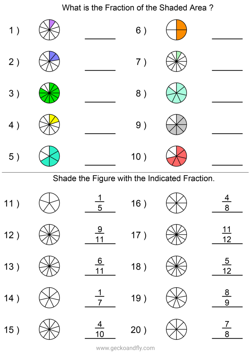 Free Printable Fractions Shading Worksheets