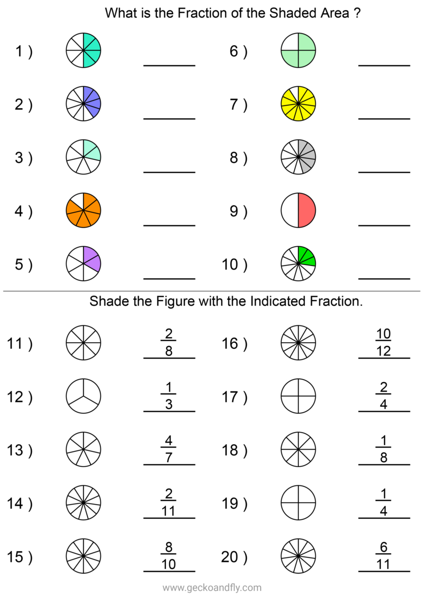Free Printable Fractions Shading Worksheets